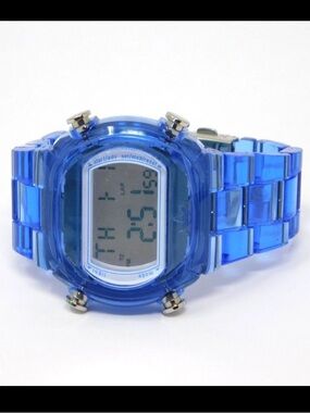 Adidas Watch ADH6507 Candy Clear Blue Acrylic Digital Light Stop Watch Sporty